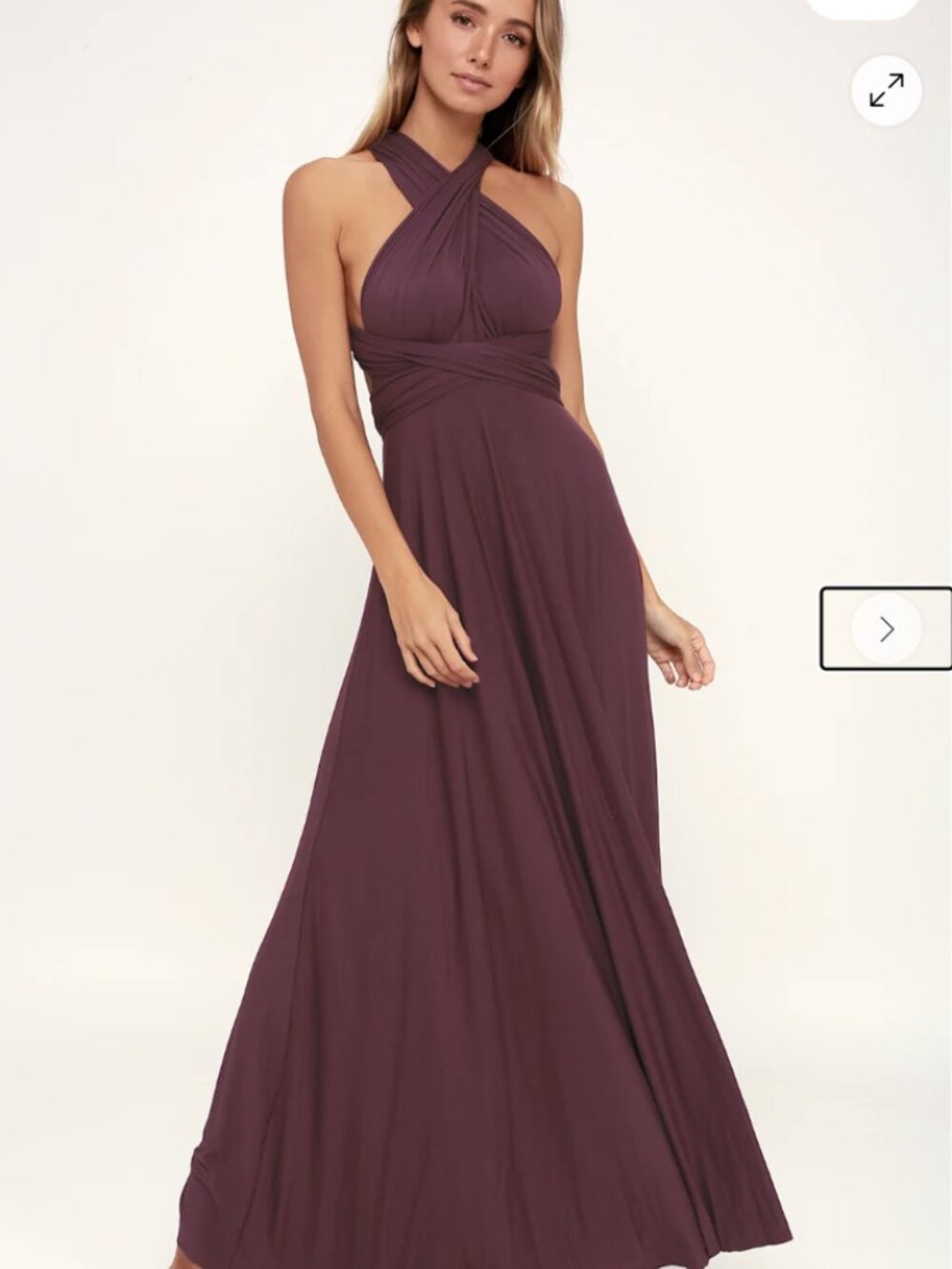 Lulus Plum Tricks of the Trade Infinity Maxi Dress Multi Way Size XS